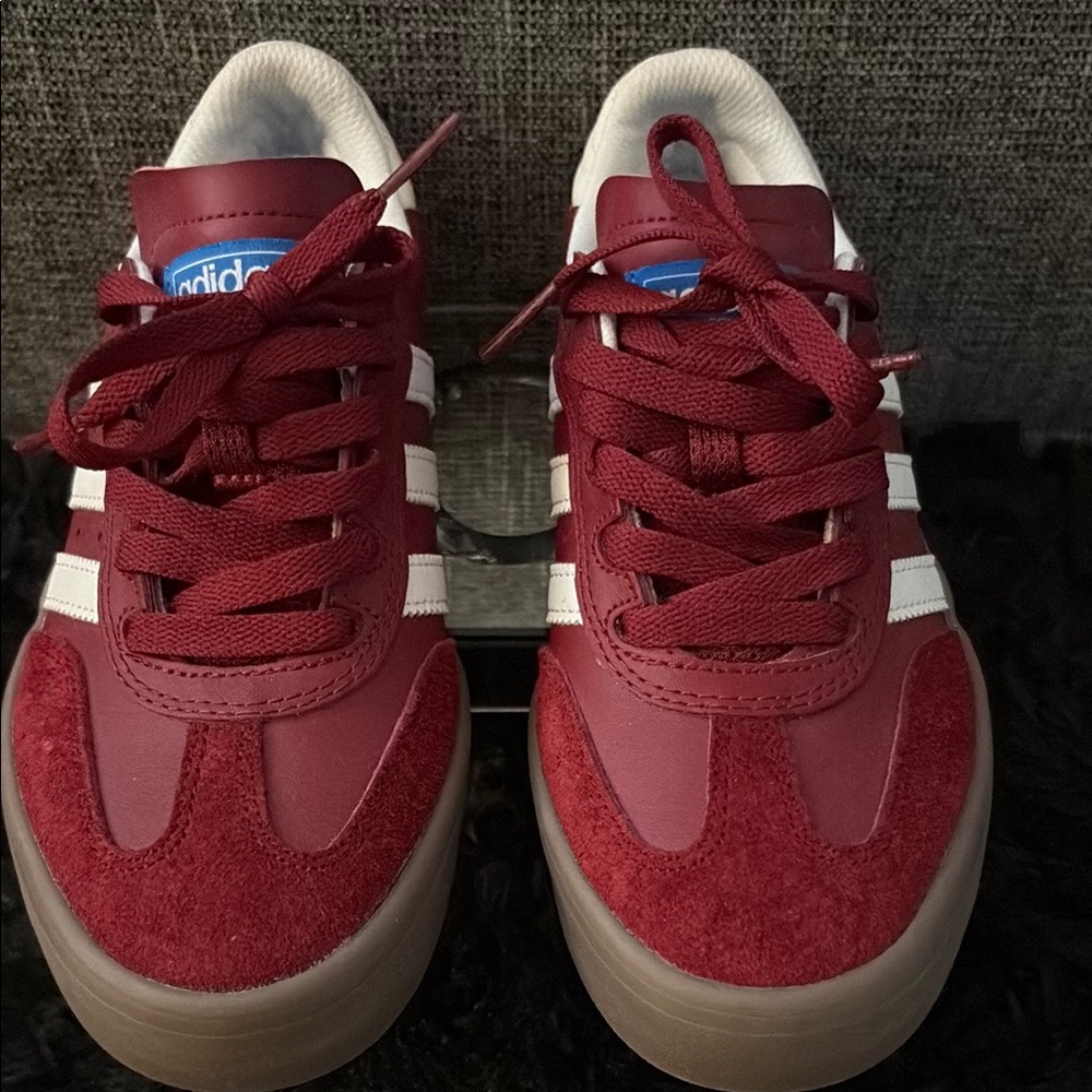 Adidas Burgundy and White Sneakers